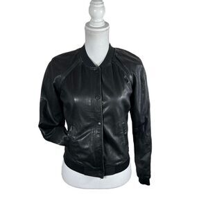 Maison Scotch Leather Bomber Jacket